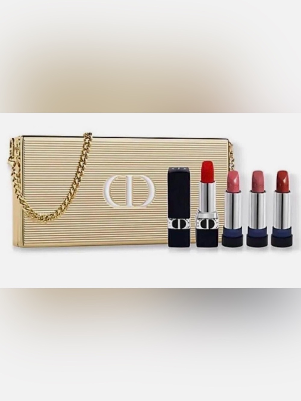 Dior Black Compact Lipstick Case with four lipsticks